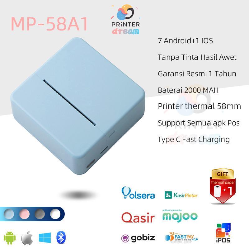 

Printer Thermal Bluetooth 58MM PORTABLE THERMAL BATERAI KASIR Pocket Mini Printer Bluetooth EPPOS 58MM HIGH QUALITY SUPPORT BANYAK APPS