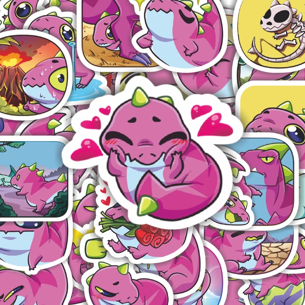 

100PCS Lucu Stiker Kartun Toxy The Little Dino Stiker Aesthetic Stiker Anti Air Stikers Berperekat Waterproof sticker decal buat Motor Helm Buku Journal Koper Casing HP Laptop Botol Minum Hadiah anak