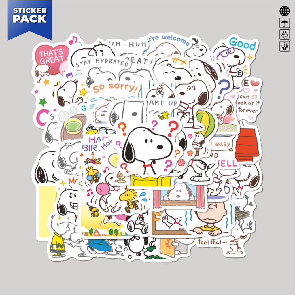 

[100PCS]Stiker Pack Stiker Kartun Snoopy V5 Aesthetic Vinyl Anti Air Dekorasi Sticker Laptop Buku Journal Koper Helm Casing HP Gitar Helm Skateboard