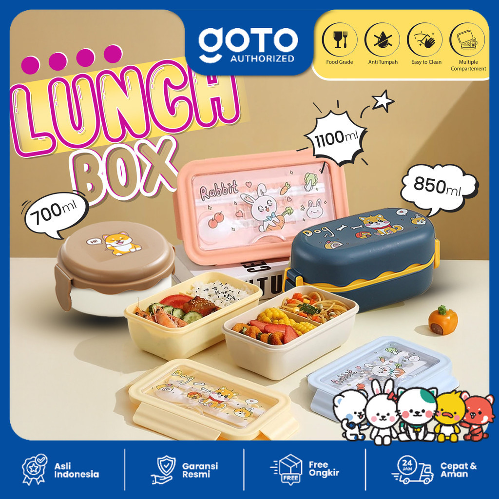 Goto Hachi Lunch Box Bento Tempat Bekal Makan Anak Lucu Anti Tumpah