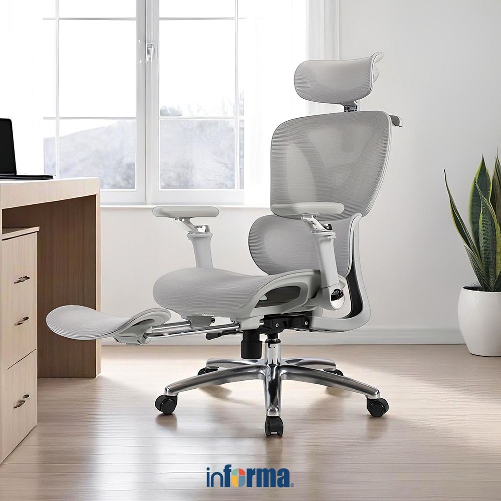Informa Lynyx Kursi Kantor Sandaran Tinggi - Abu-Abu Tempat Duduk Kerja Dengan Roda Office Chair Kur