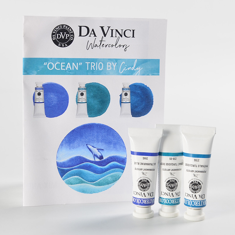 

American DA VINCI artist watercolor pigment 8ml tube 3-color set beginners portable DVP Аквариум art supplies student supplies