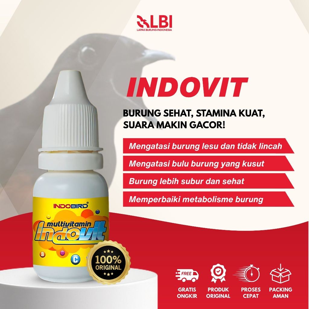 LBI - Indovit Vitamin Burung Murai Batu Anis Kacer Lovebird Bisa digunakan untuk Harian dan Ternak B