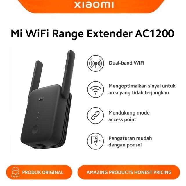 Xiaomi RA75 Penguat Signal Wireless WiFi Range Extender  Repeater AC1200 High Speed 2 Antena V