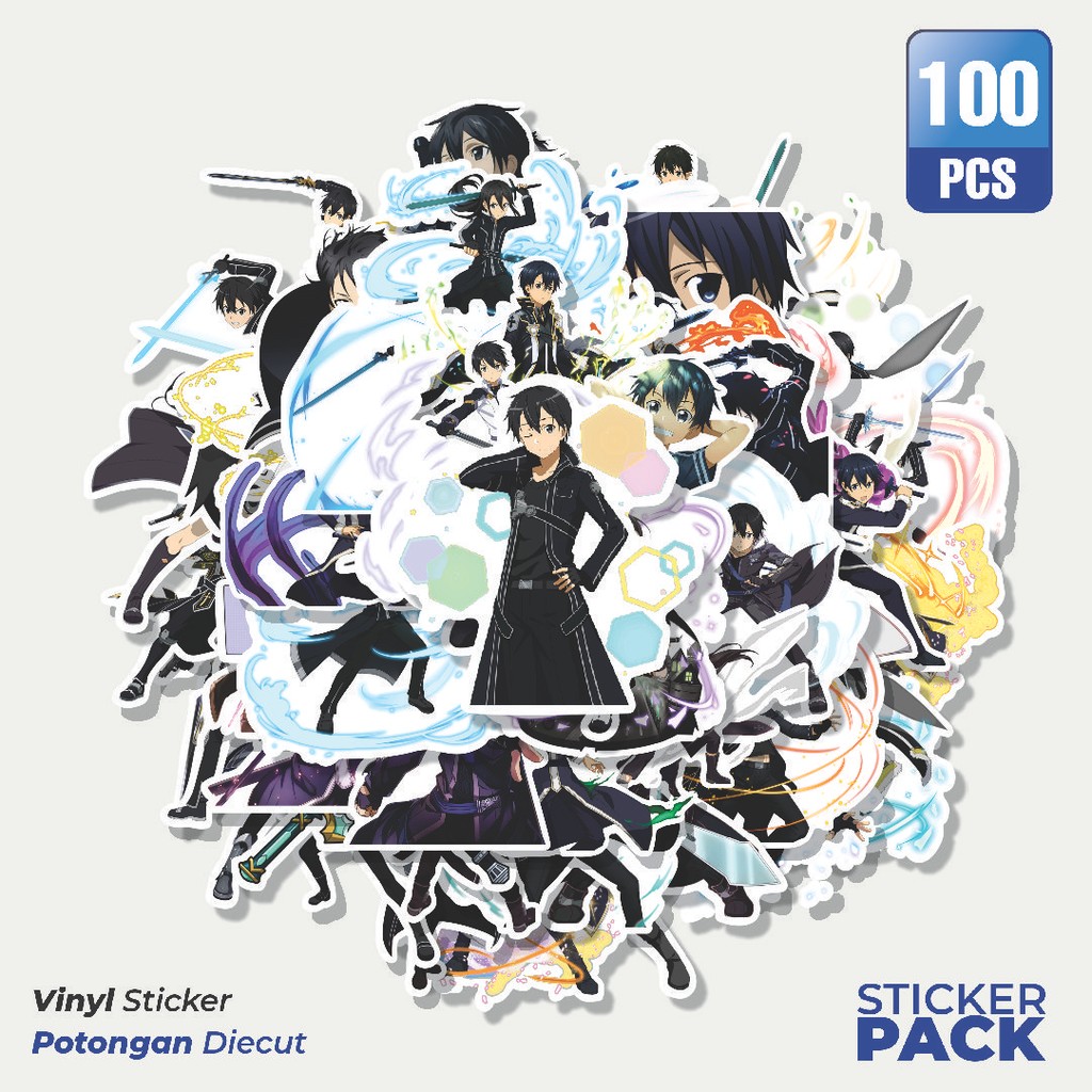 

MURAH 100 PCS Stiker Anime Kirito [Sword Art Online] Waterproof Aesthetic- Untuk Laptop, Motor, dan Helm - Paper Stationery Pack