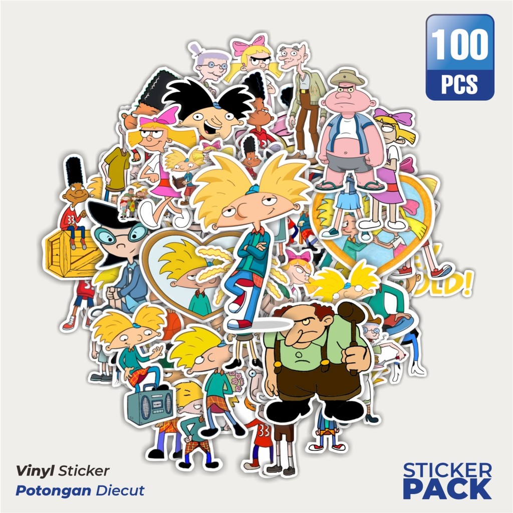 

MURAH 100 PCS Stiker Kartun Hey Arnold Waterproof Aesthetic- Untuk Laptop, Motor, dan Helm - Paper Stationery Pack