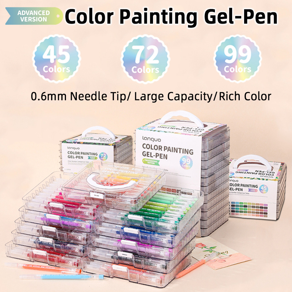 

Professional 0.6mm Fine Tip Gel Pens, 45/72/99 Vibrant Colors with Gift Case for Adult Coloring Books - Quick-Dry No Bleed Ink
