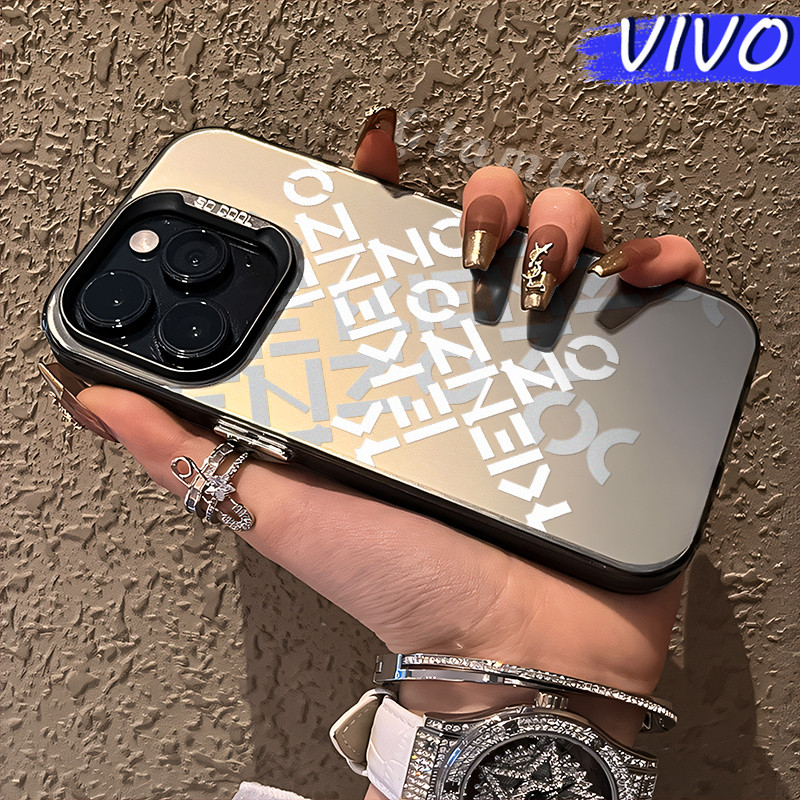 Keren Letters Glossy Hologram PC Case VIVO Y17s Y12 Y12S Y15s Y21 Y03 Y16 Y22 Y18 Y02 Y17 Y27s Y30 Y