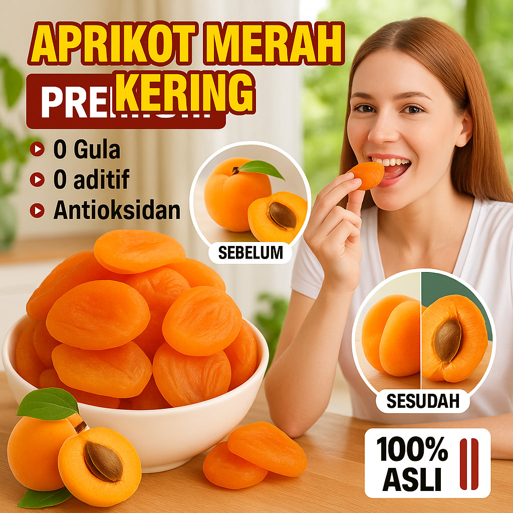 

【Pengiriman 24 Jam + COD】[Premium Dried Fruits/Organik]100g/250g Aprikot Merah Kering Aprikot Merah Tanpa Biji - Tiada Bahan Tambahan Aprikot Kering Berkualiti Tinggi/Dried Apricot Cemilan Sehat /Dried Apricot/0 aditif /Aprikot Merah Kering