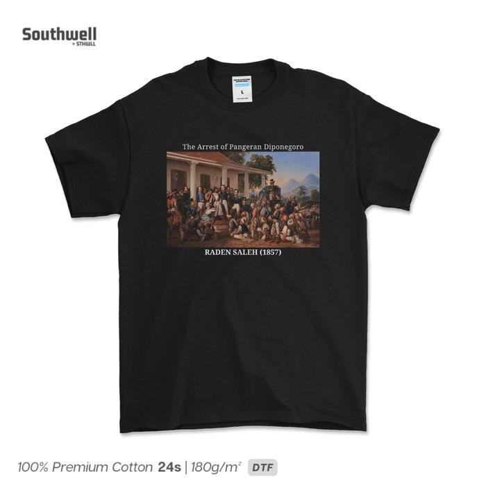 (COD) Kaos Raden Saleh Penangkapan Diponegoro - Premium Cotton - Hitam, S