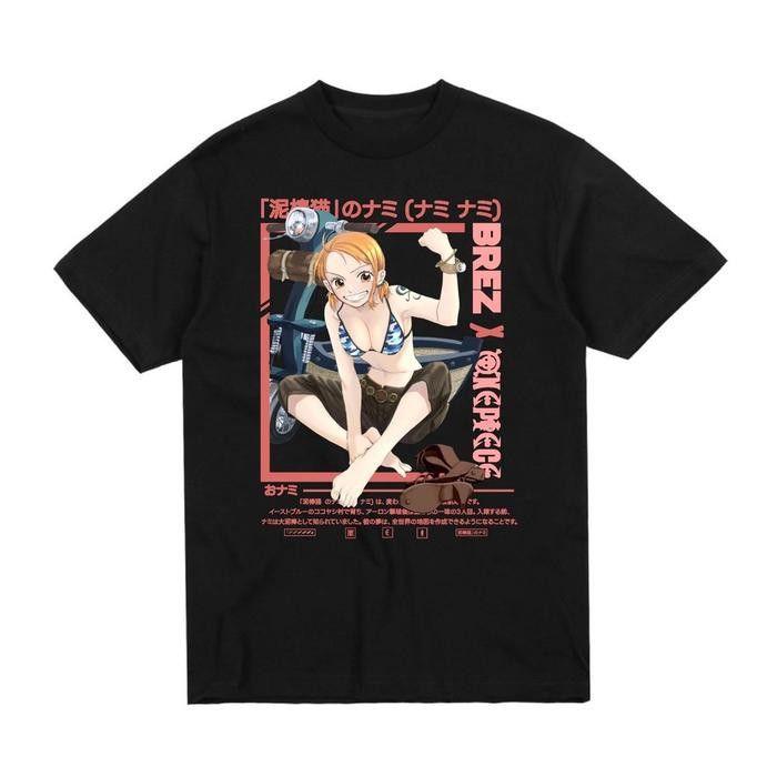 (COD) Kaos Distro Brez Dewasa Unisex | Nami - One Piece BRZ122 - Hitam, L
