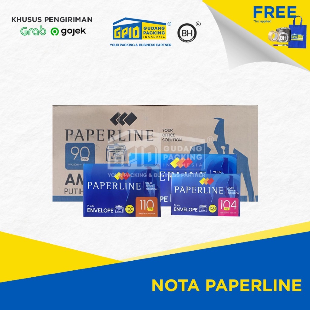 

(GOSEND/GRAB) PAPERLINE - Amplop Plain Putih Polos 90/ 104/ 110 PPS