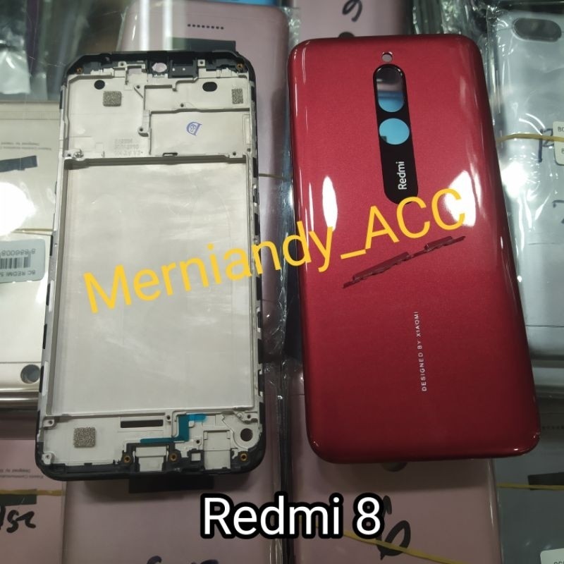 Cessing hausing fullset frame lcd Xiaomi Redmi 8 Backdor dan Frame tulang tengah