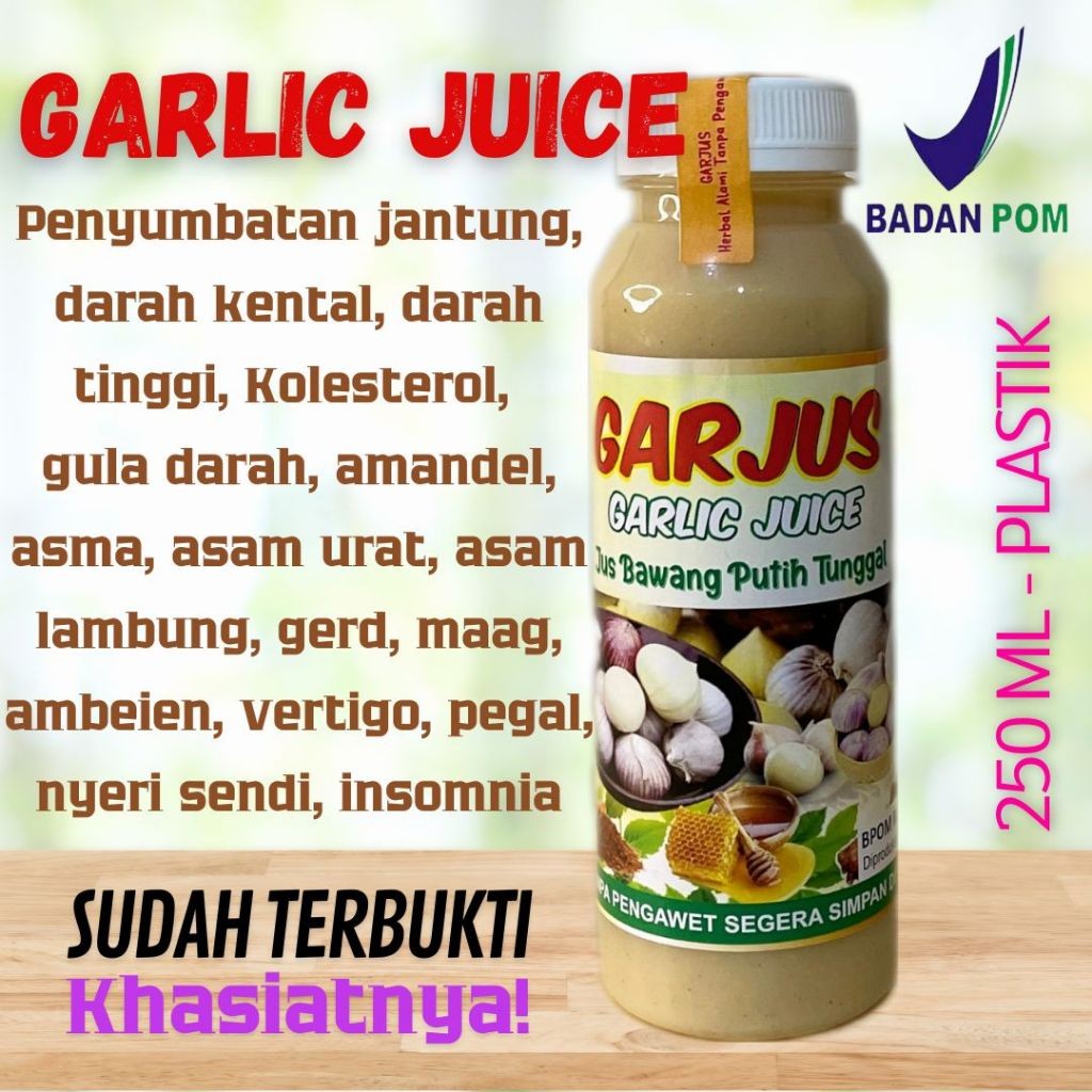 BPOM Jus Bawang Putih Tunggal, Jahe Merah, Lemon California, Cuka Apel, Madu, Kayumanis, Garjus Garl