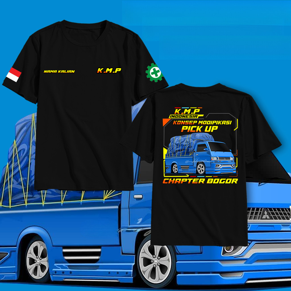 Cetak Grafis FAMILY CUSTOM KAOS MOBIL PICK UP K.M.P KONSEP MODIFIKASI PICK UP BISA RIQUES NAMA KAOS 