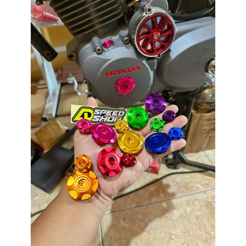 BAUT TUTUP KOIN PROBOLT STAINLESS TITANIUM MESIN KALTER BAK KIRI MAGNET MAGNIT HONDA CB GL MEGAPRO T