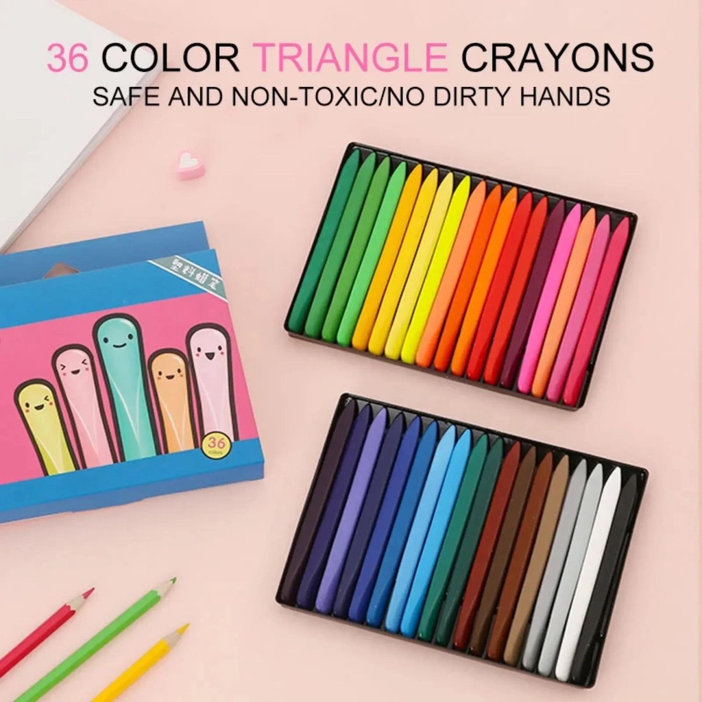 

6/12/24/36 Color Triangle Crayon Safety Art Painting Colored Pencil Not Dirty Hands Crayon Student School Supplies Children Toy