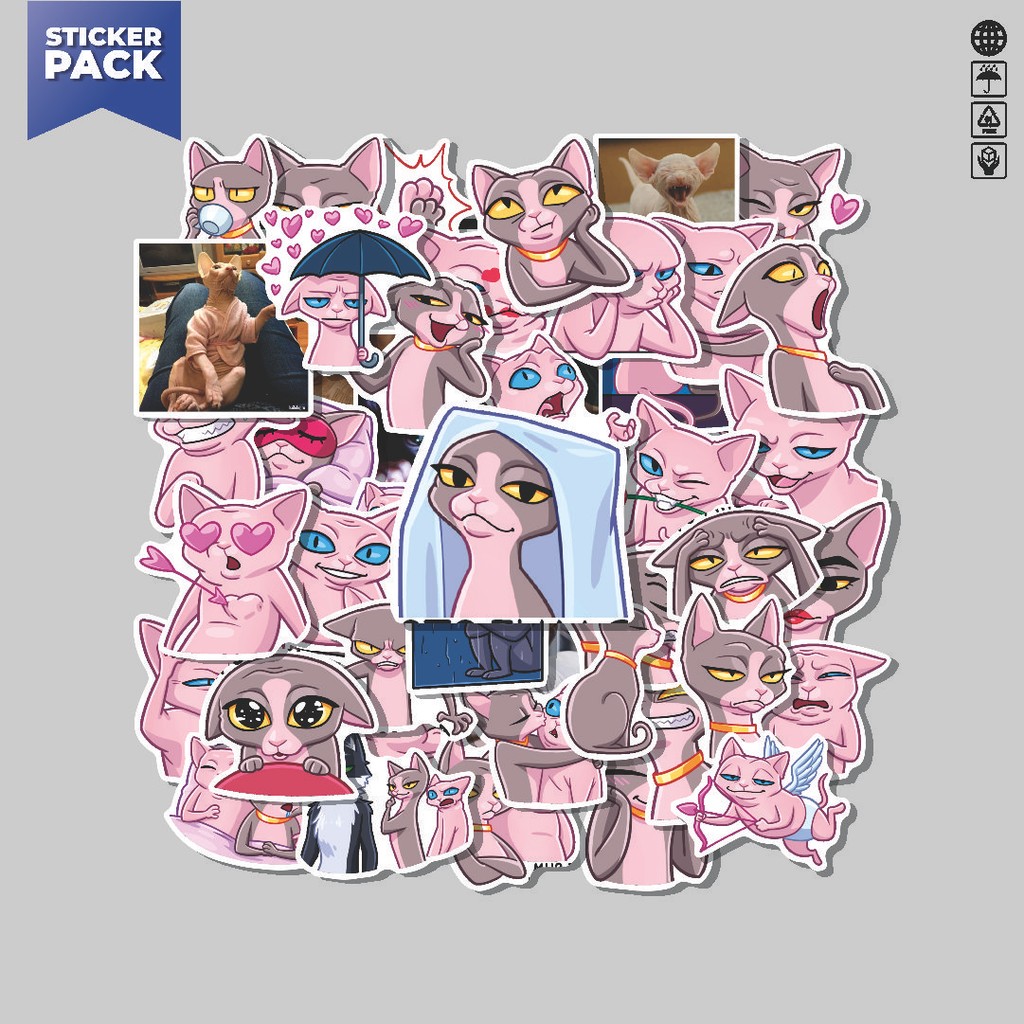 

[100PCS]Stiker Pack Stiker Animal Cute Ramses and Cleo Aesthetic Vinyl Anti Air Dekorasi Sticker Laptop Buku Journal Koper Helm Casing HP Gitar Helm Skateboard