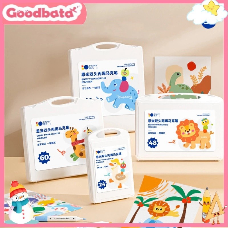 

Goodbata Dual-Head Acrylic Markers 24/36/48/60 Paint Pens with Extra Fine Tips and Brush Heads for Wood