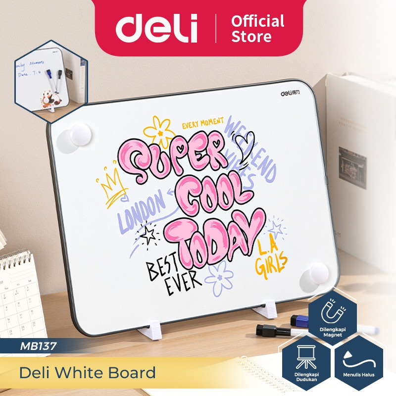 

PROMO!Deli Magnetic White Board / Papan Tulis Putih Magnetik Gratis Spidol Hapusan Magnet Pin Wadah MB13XREADY
