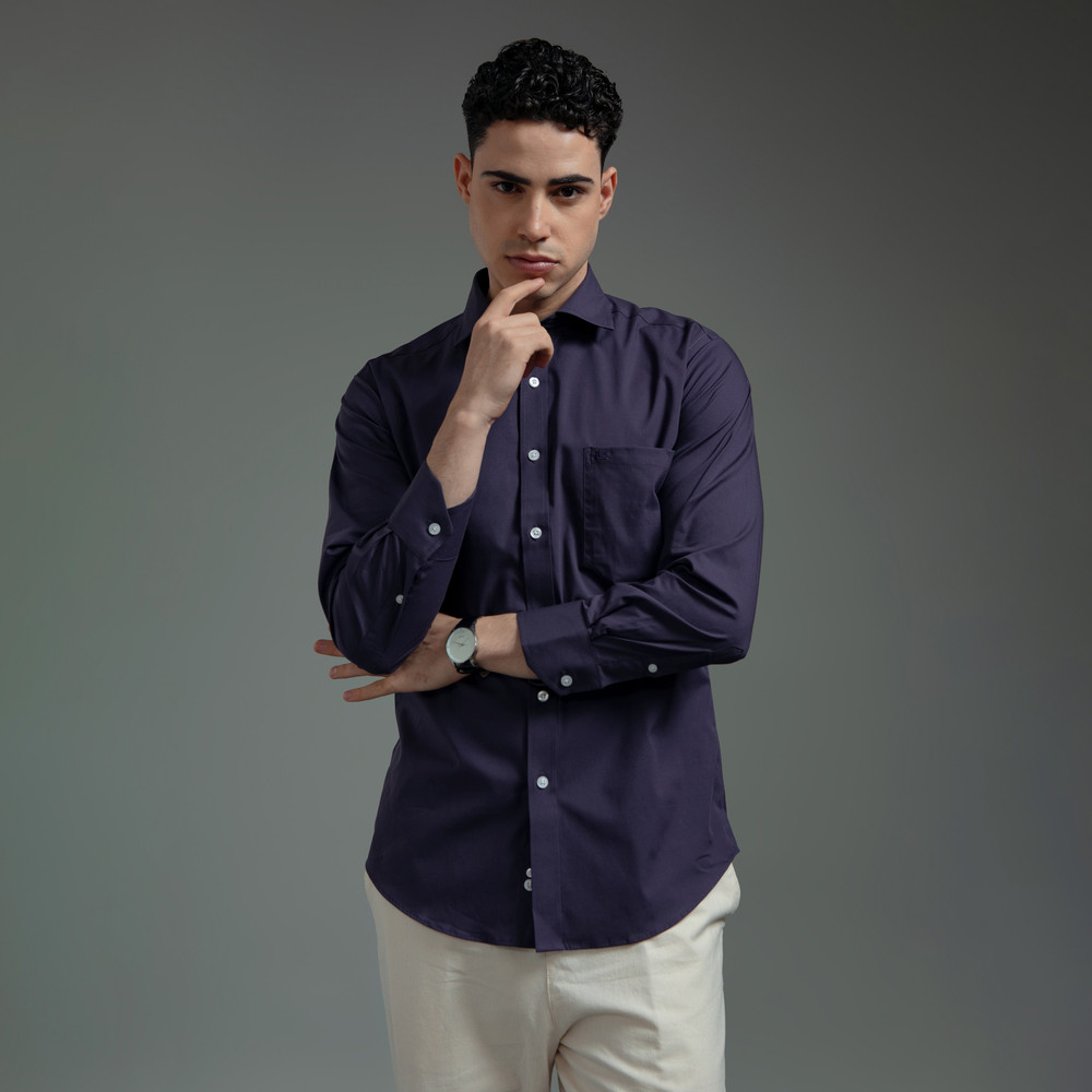 Kemeja Lengan Panjang Guy Laroche Noble - Purple Cotton Smart Casual