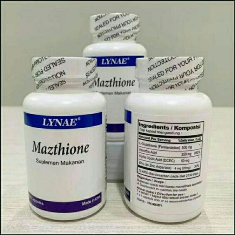 Mazthione Original USA Suplemen Kecantikan Obat Pemutih Badan (60 Kapsul) Asli LYNAE