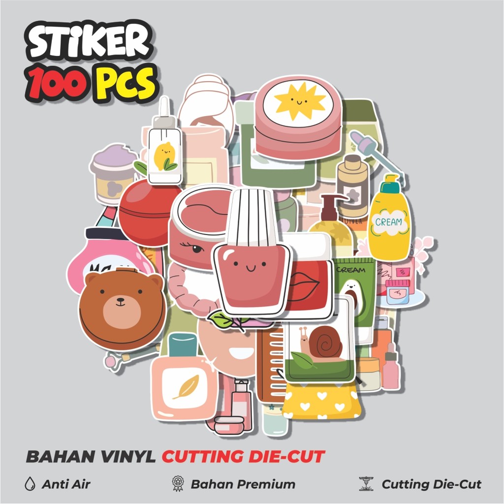 

Terbaru! 50 pcs Stiker SKINCARE BEAUTY PRODUK Dekorasi Lucu Kreatif untuk Notebook, Skateboard, HP