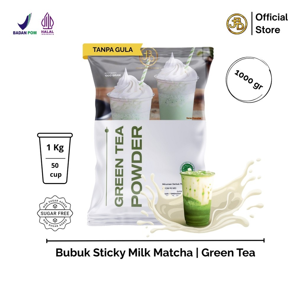 

Bubuk Minuman Premium Matcha Powder 1Kg Sticky Milk Hijau Segar & Wangi | JBD