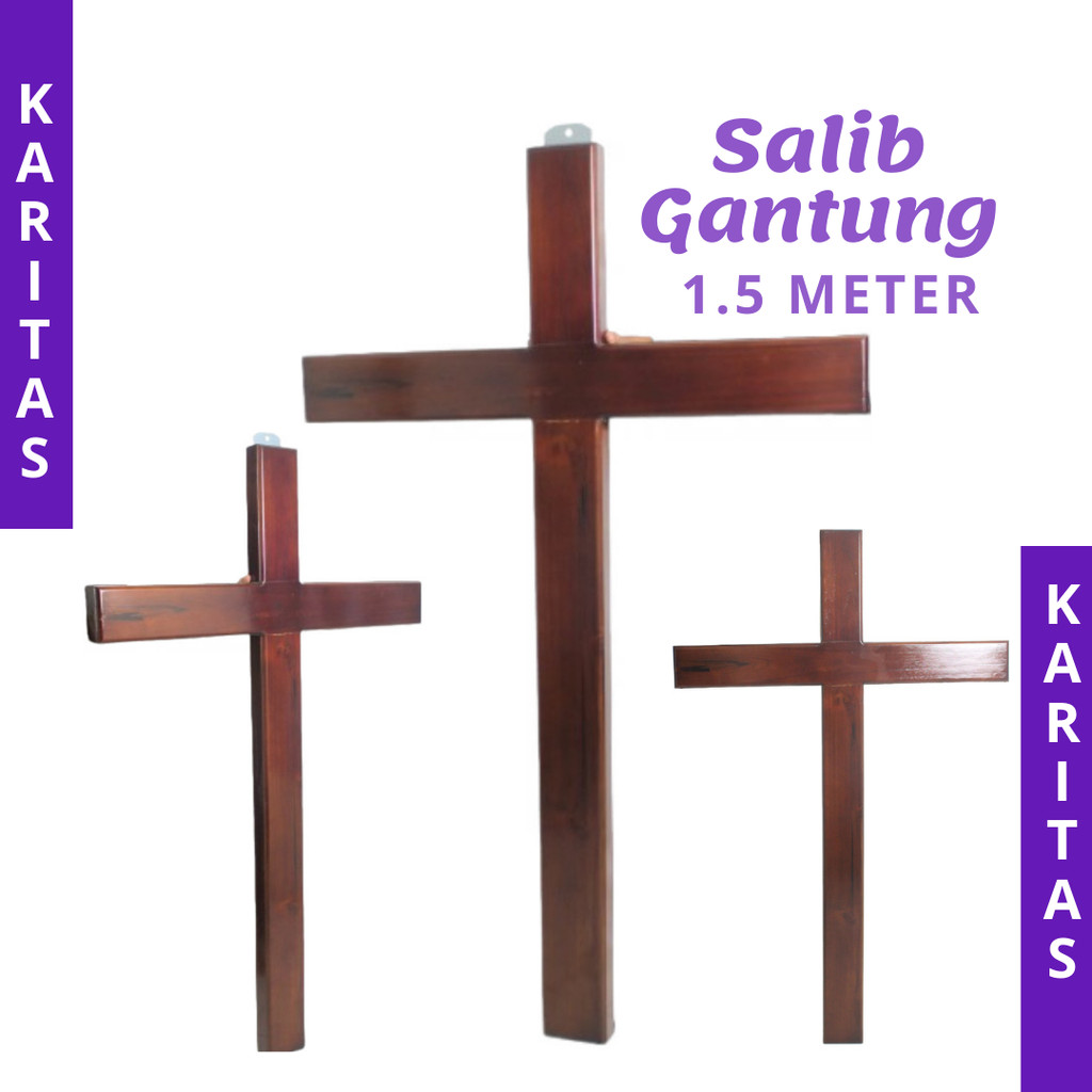 SALIB GANTUNG KRISTEN 1,5 METER / SALIB KAYU UKURAN BESAR