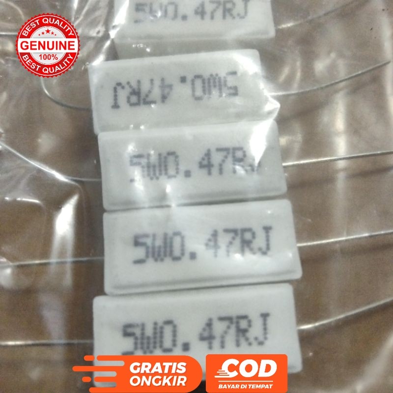 RESISTOR KAPUR 0.47OHM 5WATT / R KAPUR 0.47OHM 5W / RESISTOR 0.47 OHM 5 WATT