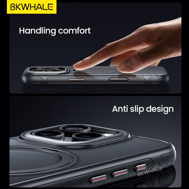 * BKWHALE 360 ° Rotating Stand Magnetic matte Phone Case For iPhone 17 Air 17 Pro Max 16 Pro Max 16e
