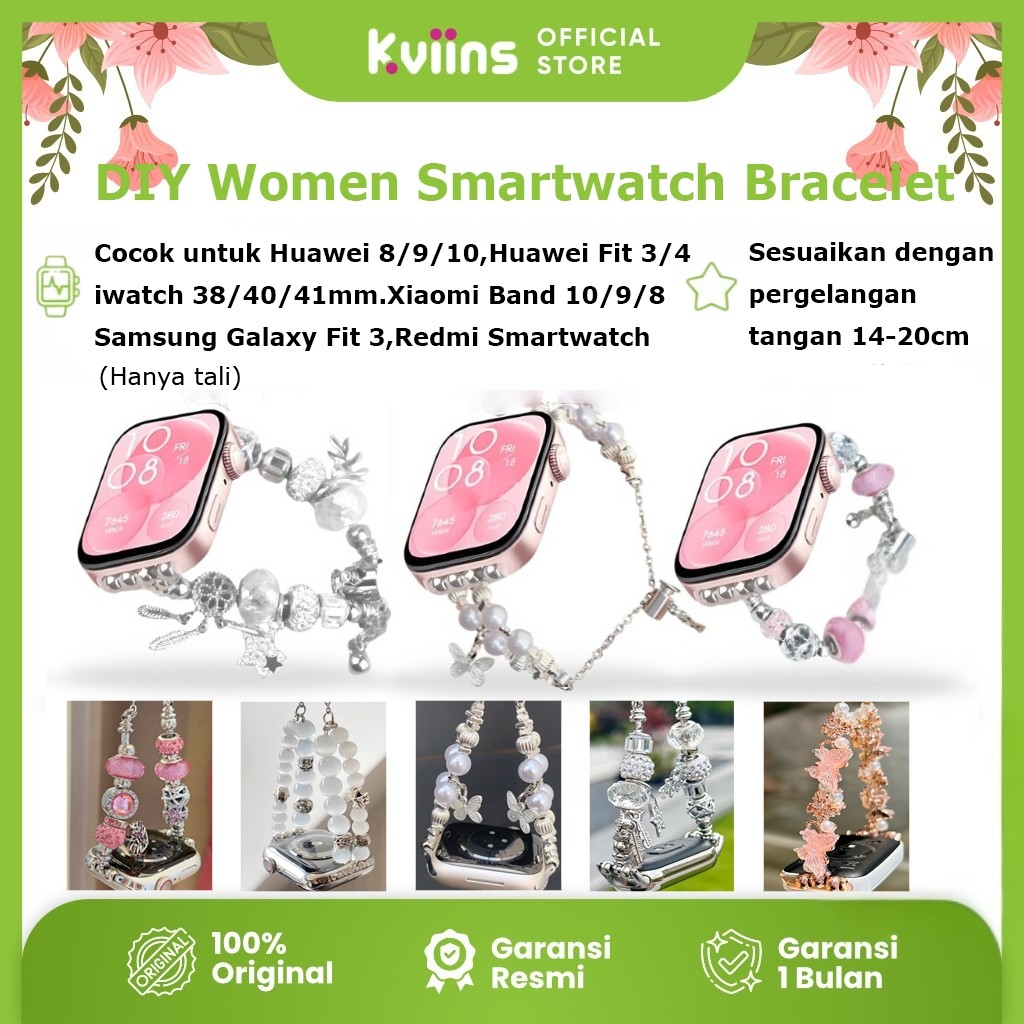 Kviins Strap Huawei Band 10/9/8, Xiaomi 10, Samsung Watch Fit 3, Gelang Tali Jam Elegan For Huawei B