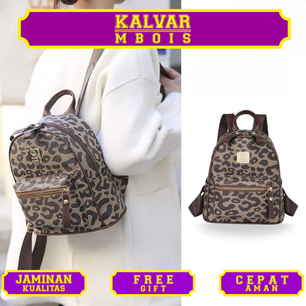 [FUNATIC] Tas wanita Leopard Ransel Mini Fashion Korea Kekinian Murah Fa1125
