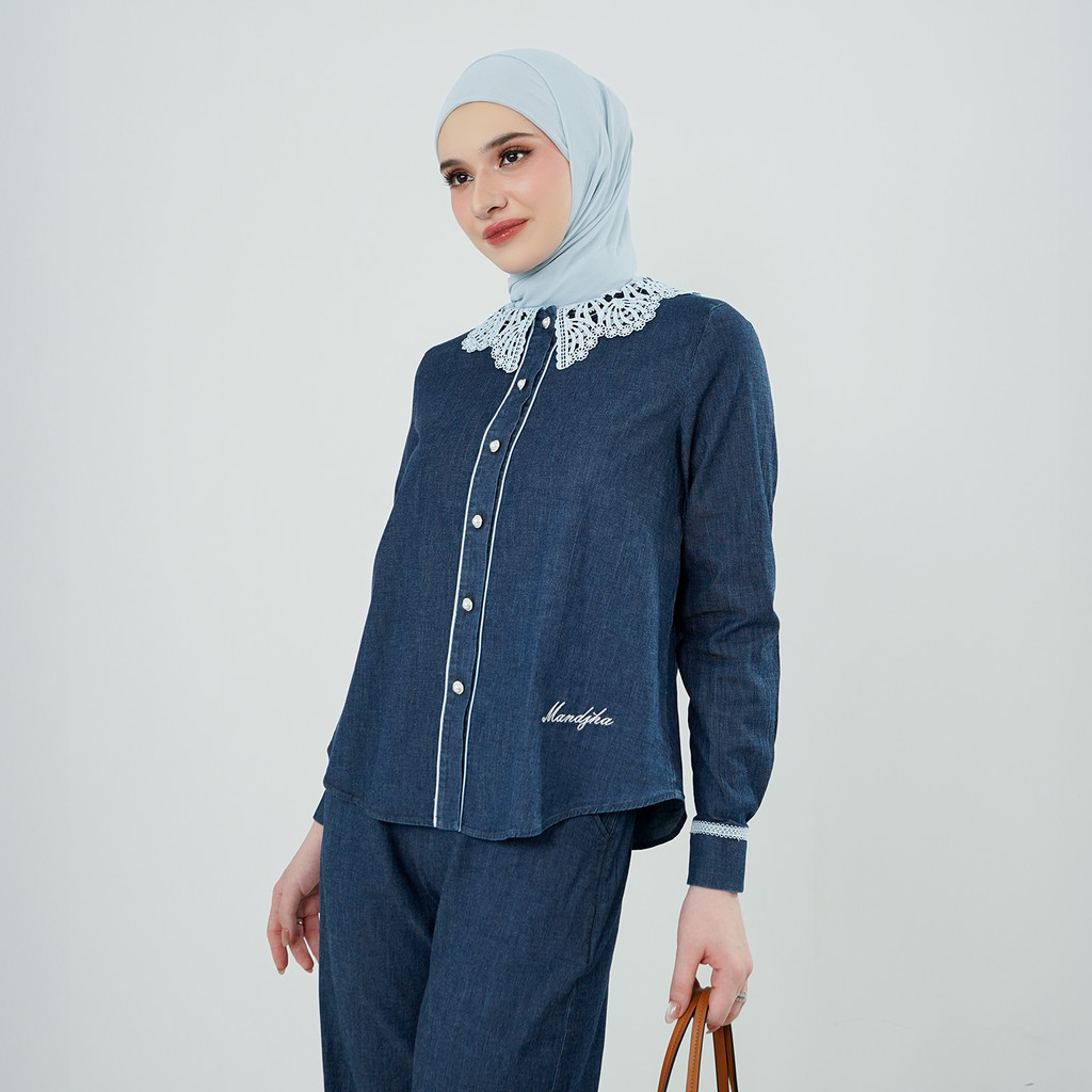 MANDJHA Celina Blouse Denim By IVAN GUNAWAN - Busana Muslim Modest ORIGINAL