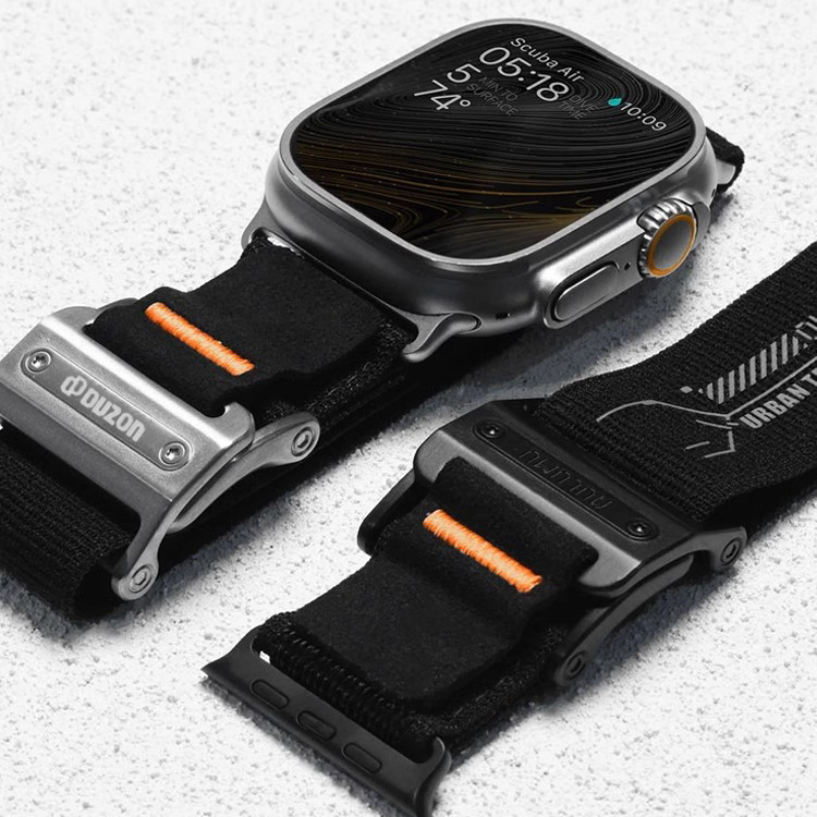 DUZON Magnetic Nylon Strap for iWatch Series 10/Ultra 2 49mm, Breathable Velcro Band for 45/44/41/40