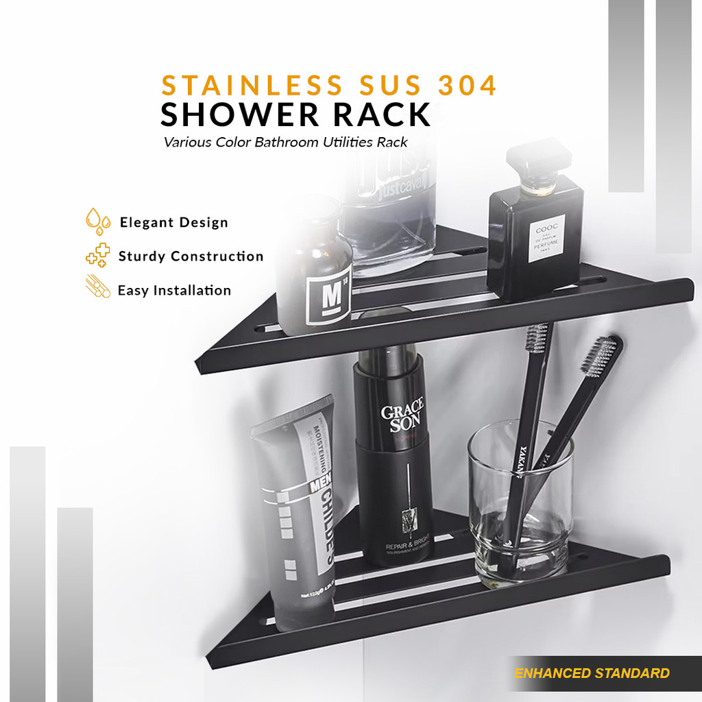 Rak Segitiga Sudut Kamar Mandi Premium Stainless SUS 304