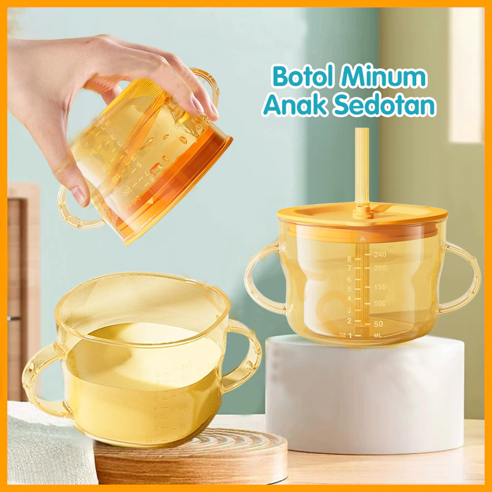 Anti Training Gelas Bayi Sedotan Minum Straw - Cangkir Bayi Susu Anak - Tumpah Anti Cup Bayi Pecah -