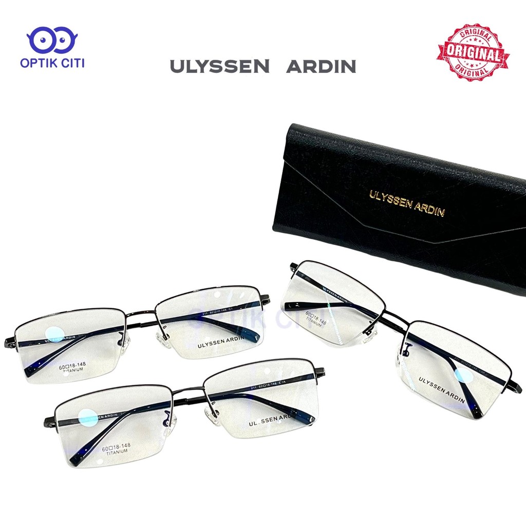 Frame Kacamata Pria Titanium Half Frame Size Lebar Original Ulyssen Ardin 211