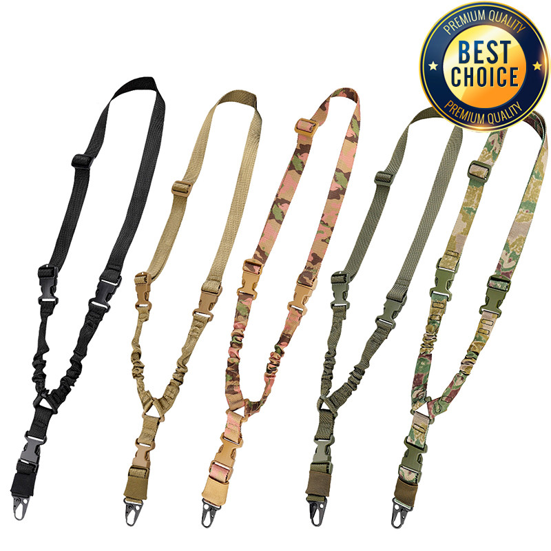 Tactical Gun Single Point Sling Adjustable Bungee Rifle Shoulder strap length for Airsoft Hunting Ac