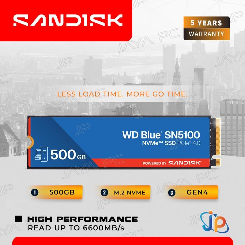 Sandisk WD Blue SSD SN5100 M.2 Pcie Gen4 NVMe 2280 500GB - M2 500 GB