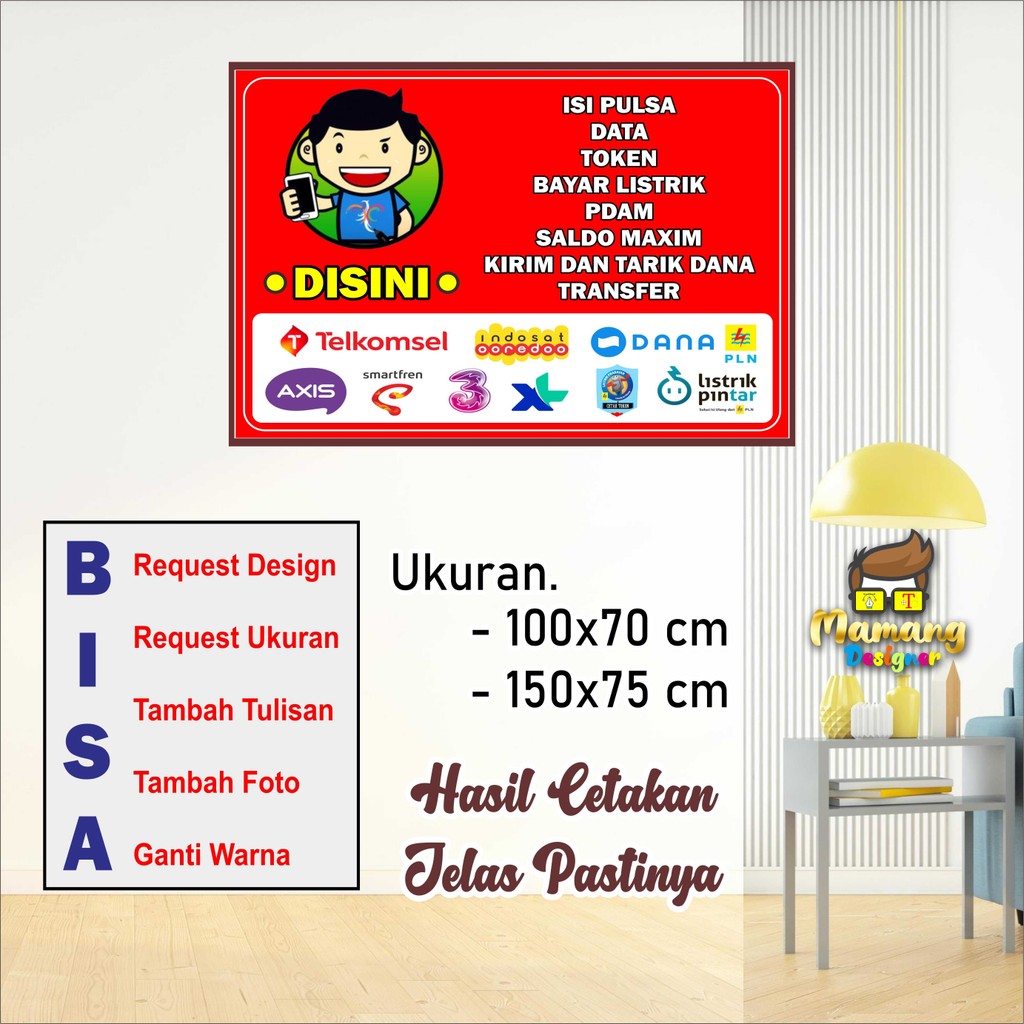 Cetak Banner Spanduk Konter Isi Pulsa Keren Bisa Request