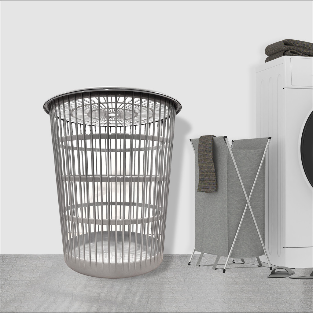 Keranjang Baju Kotor Bulat Dengan Tutup Keranjang Laundry Basket Keranjang Pakaian Serbaguna