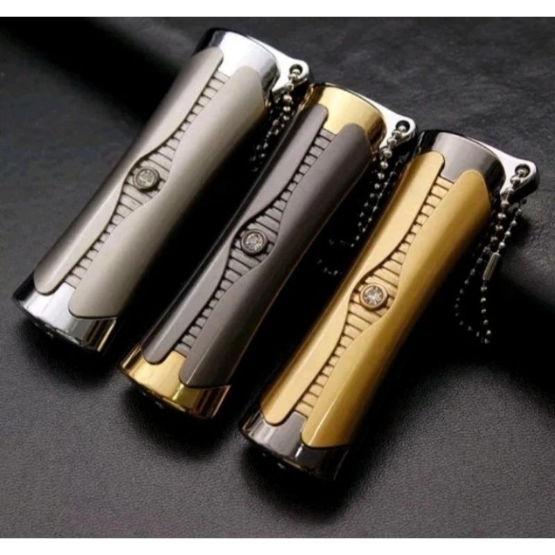 Korek Api Bara Anti Angin Bahan Gas Hitam Gold Silver