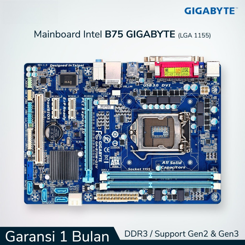 Jual Mainboard Intel Gigabyte B75 LGA 1155 DDR3 Support Gen3