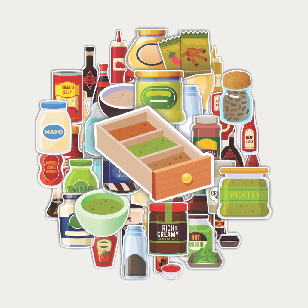 Sticker Pack Stiker Condiment Food | Sticker TUMBLR | Stiker LAPTOP KOPER HELM