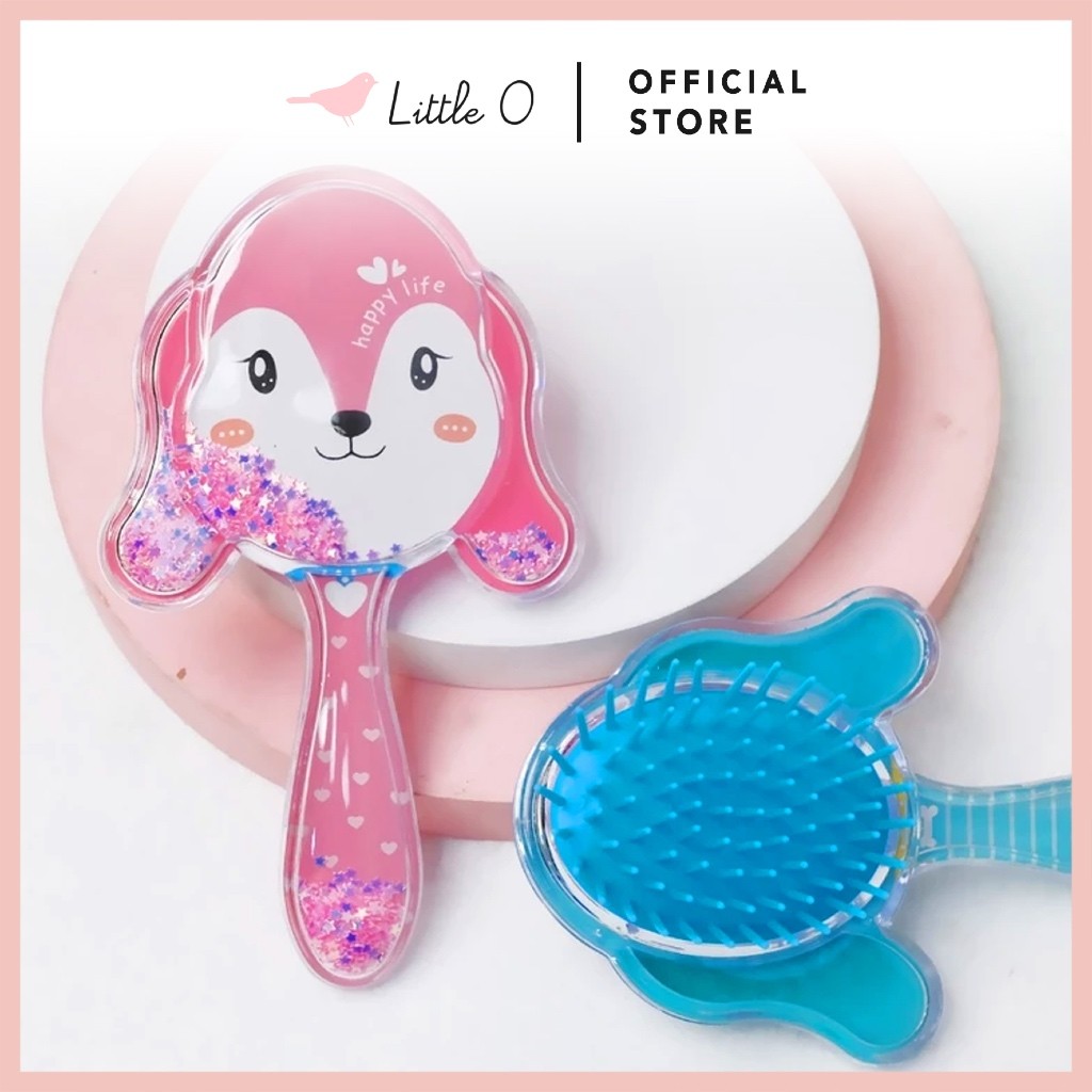 LITTLE O Sisir Rambut Dan Pijat Kepala Anak Lucu Glitter Anti Kusut Comb Brush Cushion Hair Brush We