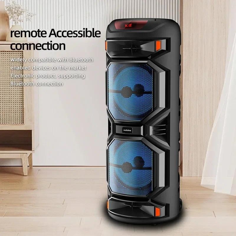 1200W Peak Power Super Large Outdoor Bluetooth Speaker 8 Inch Double Horn Subwoofer Portable Wireles