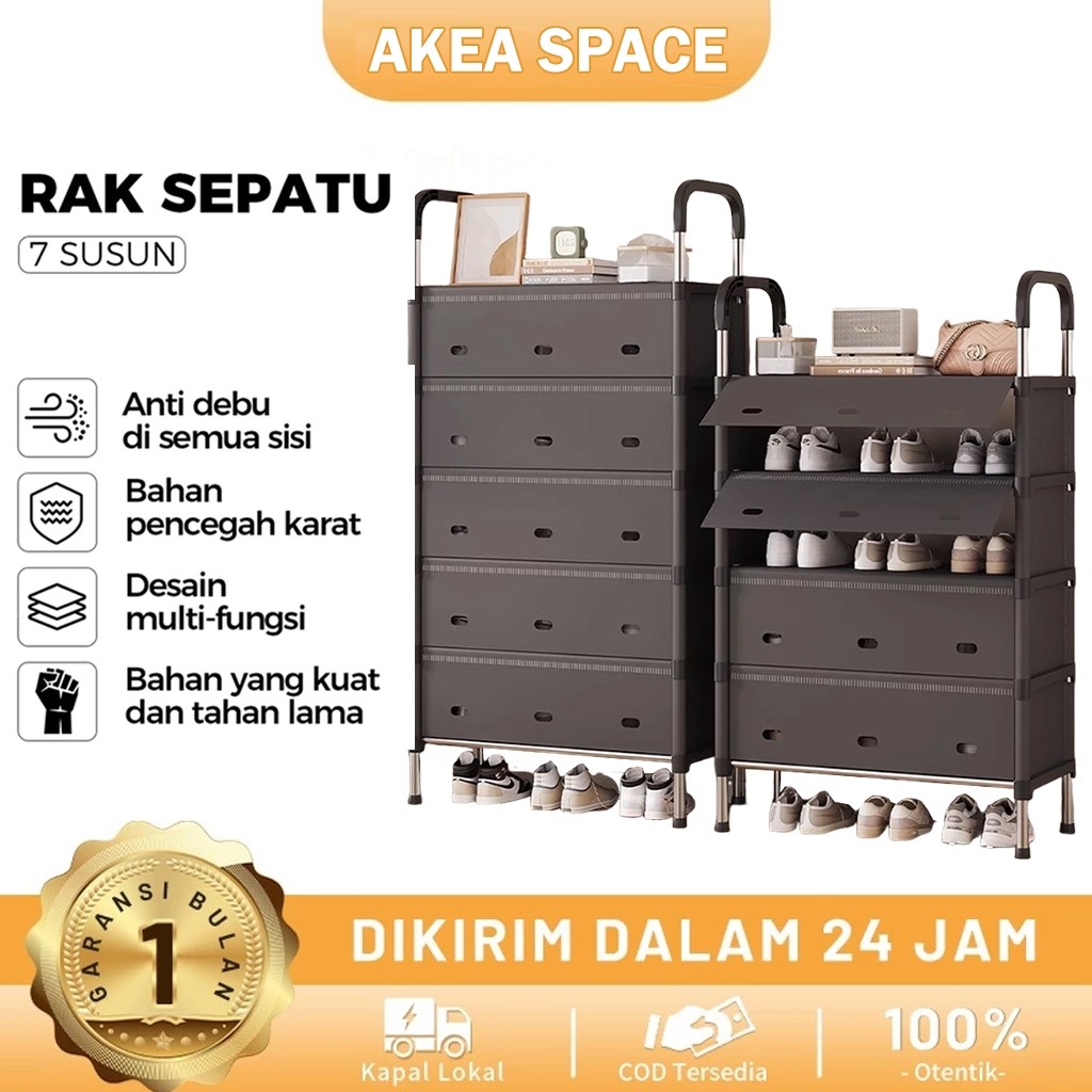 JANGANLIRIK Rak Sepatu Besi Kuat Tebal Kokoh/Rak Sepatu Susun Plastik Tertutup Tahan Debu