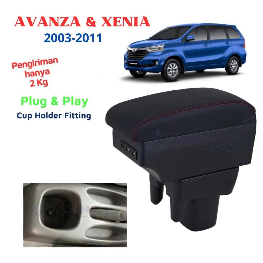 Armrest Mobil Toyota Avanza Daihatsu Xenia 2003 2011 USB Charger LED