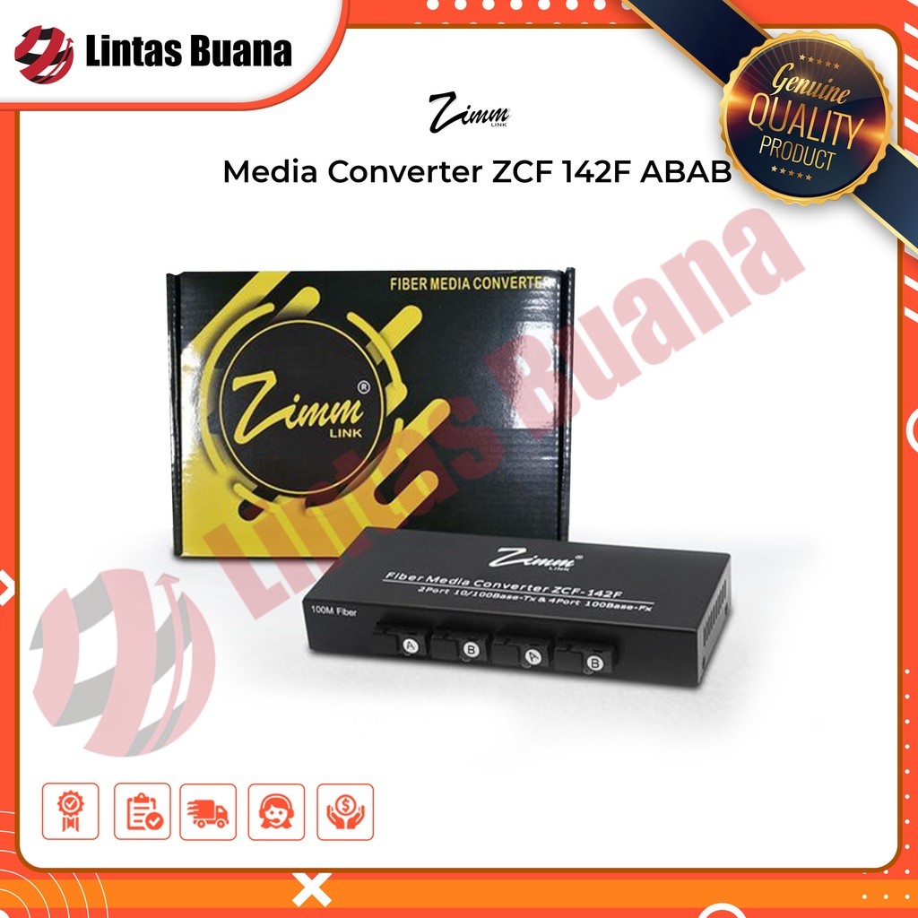 Media Converter 4 Port FO 2 Port Lan RJ45 Fiber Optik ZCF-142F Zimmlink